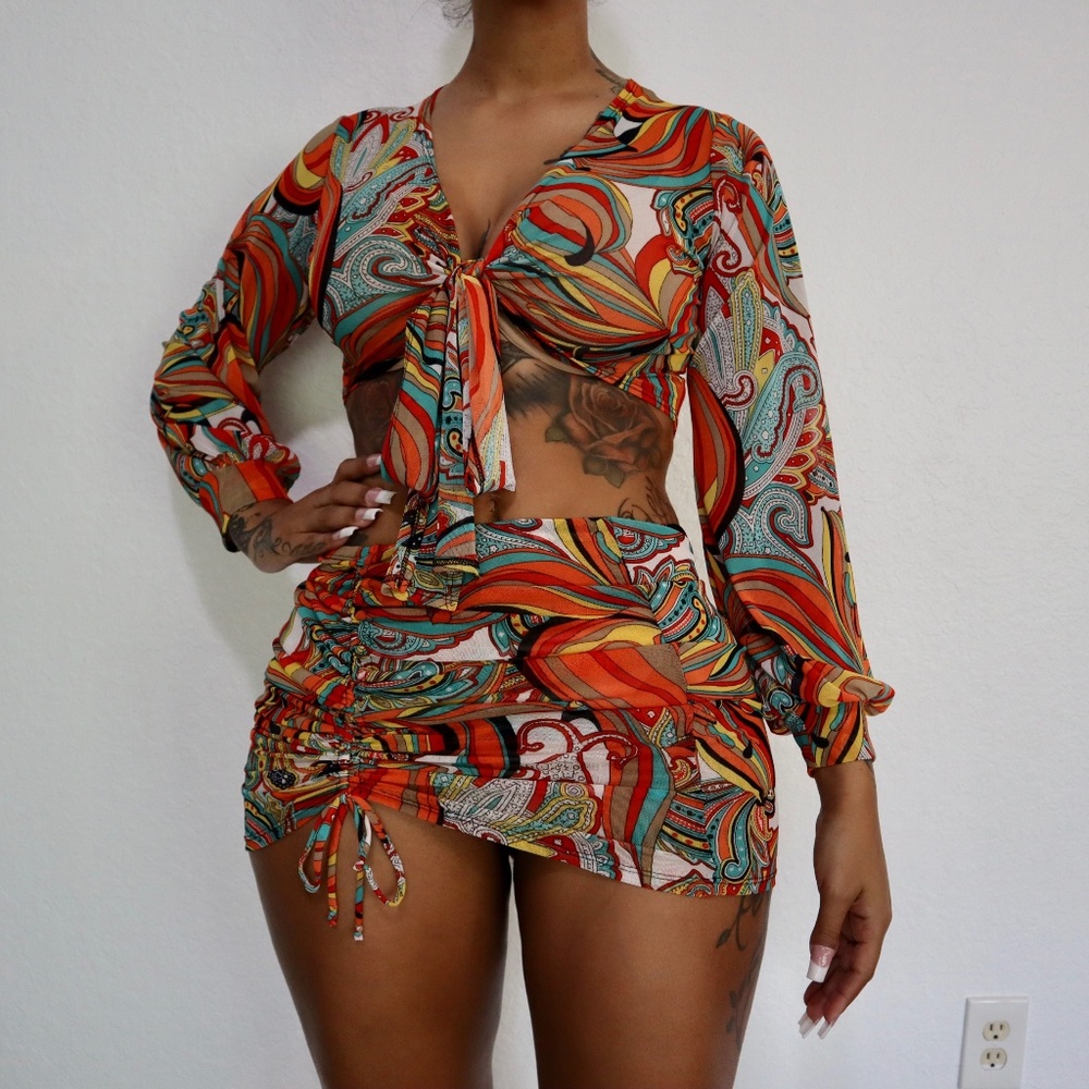 Paisley Skirt Set | Red